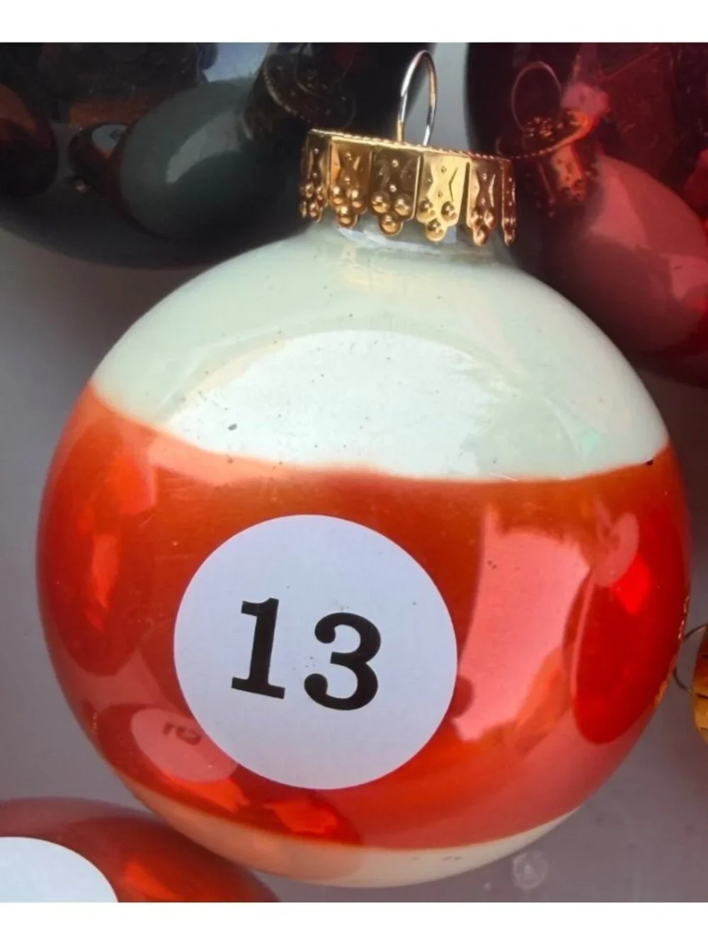 10-pc. Billiard Glossy Metallic Christmas Ball Ornaments 2.5/3.25